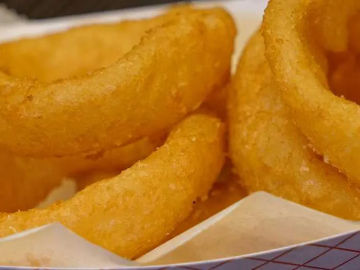 Crispy battered onion rings at Dummy Crabby III, a Seafood Restaurant in Tampa