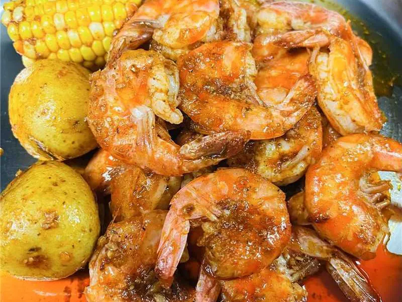 Spicy shrimp with corn and potatoes at Dummy Crabby III, a Seafood Restaurant in Tampa